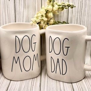 Rae Dunn Artisan Collection Set Mugs / Coffee Cups DOG MOM DOG DAD